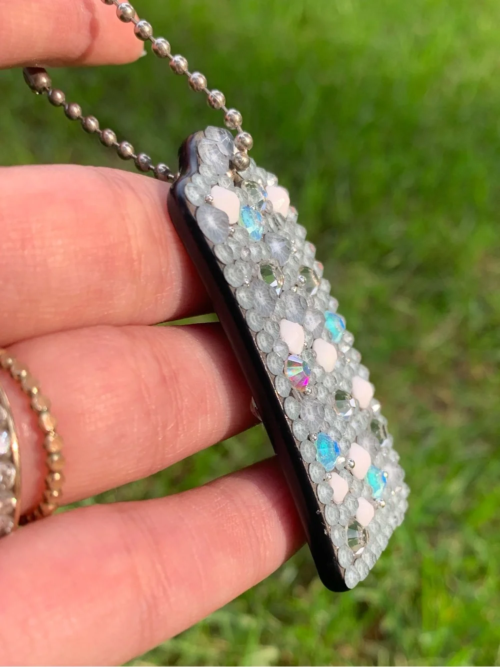 Coach New York Gray Hang tag with Rhinestones bag charm